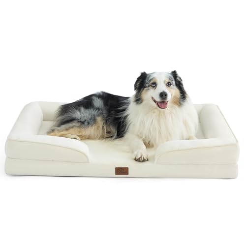 Orthopedic XL Dog Bed Extra Large Washable Original Design (Beige / 42"l X 32"w X 6.5"th)