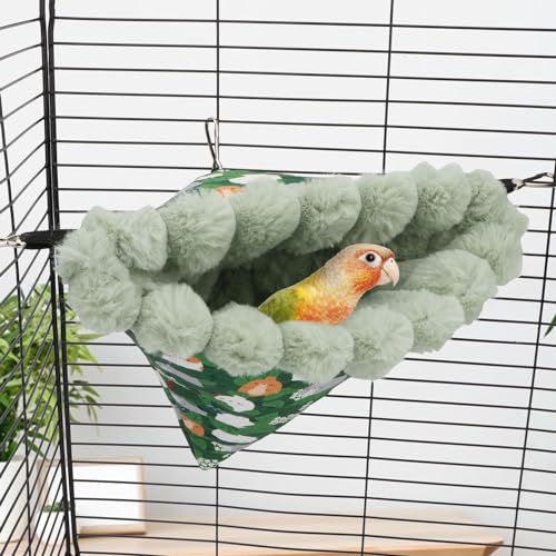 Bird Nest House Winter Warm Hanging Hammock Bird Bed Snuggle Hut for Parakeets Budgies Caique Conures Cockatiels (Large / Green)