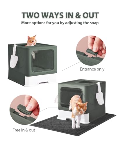 Cat Litter Box with X (Upgrade Olive Green)