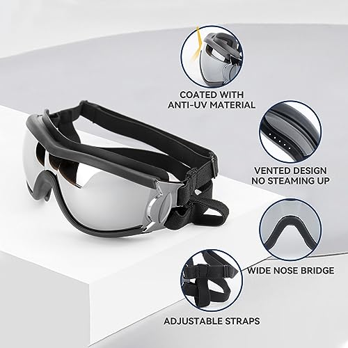 Pack of 2 Dog Goggles Dog Sunglasses for Medium to Large Breed Anti (2-pack (Black+Black) / Large)