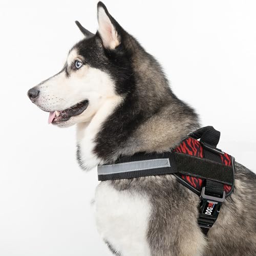 Dog Harness Reflective No (Zebra Black/Red / Girth 18" to 24")