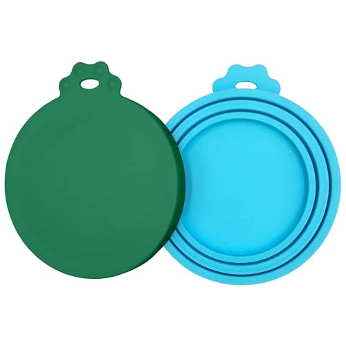 2 Pack Pet Food Can Covers (Blue/Dark Green)