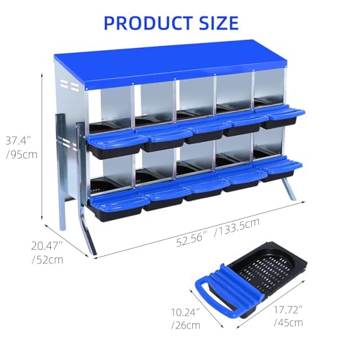 Chicken Nesting Boxes (56.7"L x 17.5"W x 11.1"H / Blue)