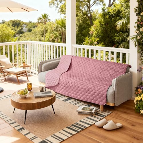 Waterproof Pet Blanket for Bed (52x82 Inch (Pack of 1) / Dark Pink/Light Pink)