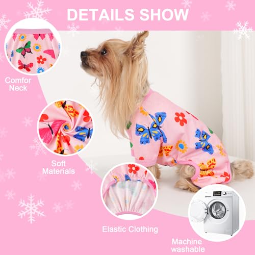 Dog Pajamas Small Sized Dogs Stretchable Summer Dog Clothes Pjs 4 Legs Girl Boy Cute Soft Puppy Outfits Doggie Cat Jammies Jumpsuit Sleeper for Pet (Butterfly / X-Small (Chest 11in ))