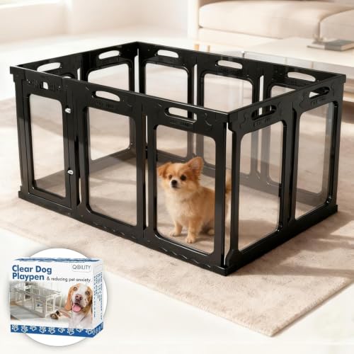 Clear Acrylic Dog Playpen Indoor (Black / 24" Height)