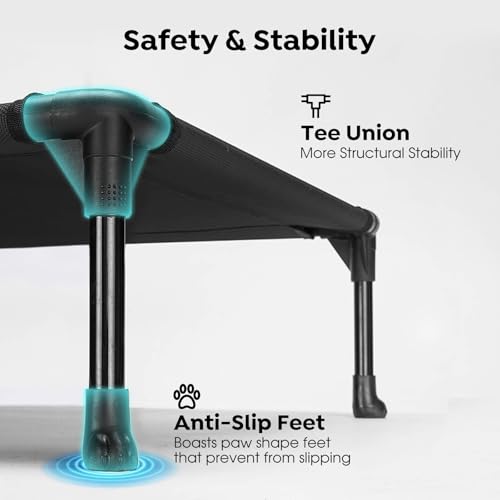 Outdoor Elevated Dog Bed Large Sized Dogs (59.0"L x 37.5"W x 9.0"Th / Black)