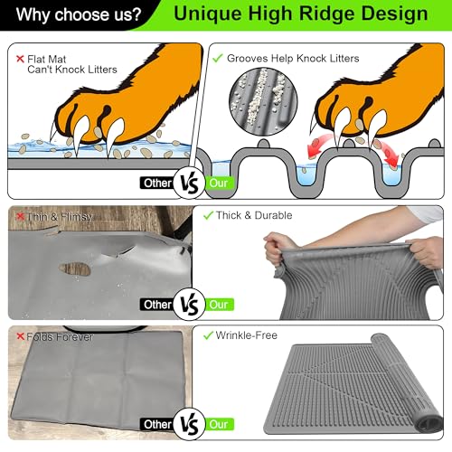 Rubber Large Cat Litter Mat (Black)