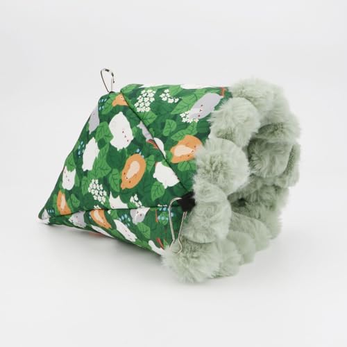 Bird Nest House Winter Warm Hanging Hammock Bird Bed Snuggle Hut for Parakeets Budgies Caique Conures Cockatiels (Medium / Green)