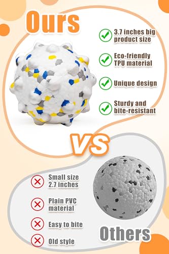 2.36'' Dog Balls for Dogs Aggressive Chewers Indestructible Tennis Durable Bouncy Interactive Dog Toy Balls for Fetch Game Floating Training (White-Medium)