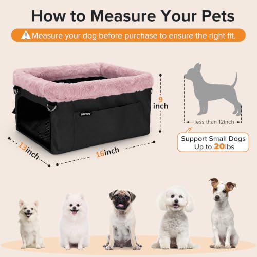 Deluxe Dog Booster Seat with Sturdy Metal Frame and Safety Leash for Small Pets up to 20 lbs (Pink)