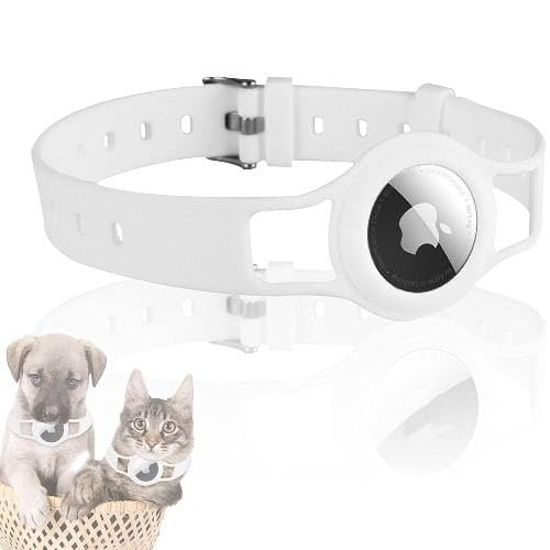 SaharaCase Silicone Dog Collar for Apple AirTag (White)