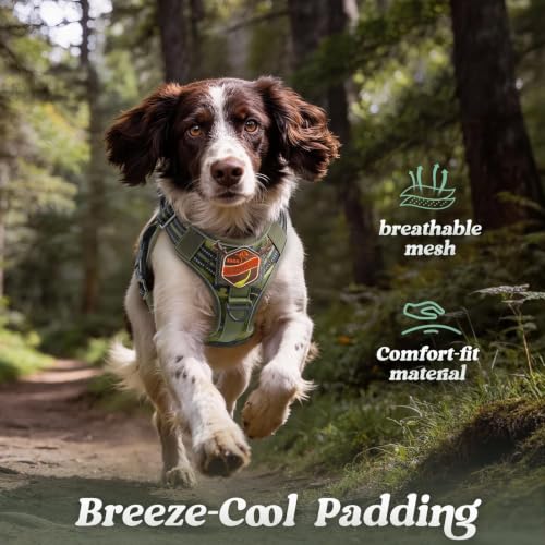 Tactical Dog Harness for Small Dogs (S(Chest:16.1"-31.5",Neck:15.4"-21.6",Back:7.1") / Green Camo)