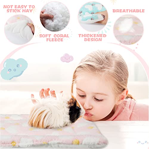6 Pieces Guinea Pig Bed Plush Hamster Mat Bunny Bed Small Animal Sleeping Bedding Pads with Cleaning Dustpan Brush for Chinchilla Squirrel Hedgehog Small Animals (Vivid Color)