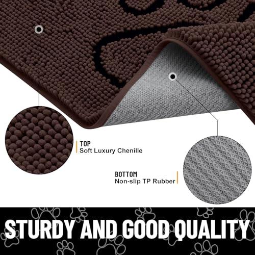 Dog Door Mat for Muddy Paws (47"X24" / Brown and Black)