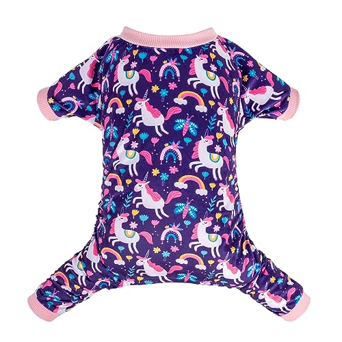 Dog Halloween Pajamas Puppy Onesies Small Dogs Soft Pjs Coat Cat Apparel Comfy Pet Christmas Clothes Outfit Doggie Bodysuit (Large / Rainbow unicorn)