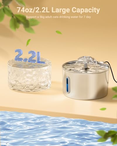 Cat Water Fountain Stainless Steel (2.2L+6 Filters)