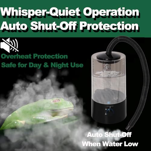 4L Reptile Humidifier Fogger with Extended Hose (Black)