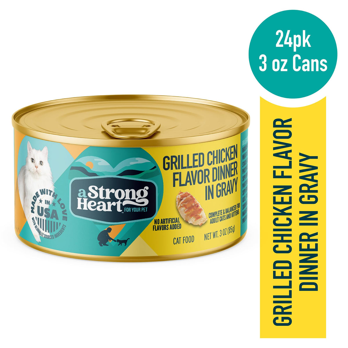 A Strong Heart Grilled Chicken Cuts in Gravy Cat Food (3 Ounce (Pack of 24))