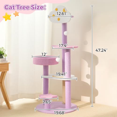Moon Star Cat Tree (47" / Purple Pink)