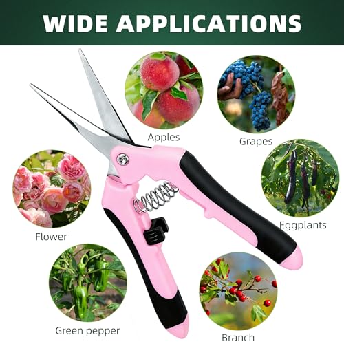 3 Pack Garden Pruning Shears Scissors Clippers Stainless Steel (Pink)