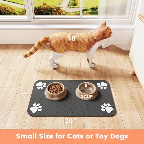 Pet Feeding Mat (Dark Gray / 20"L x 12"W)