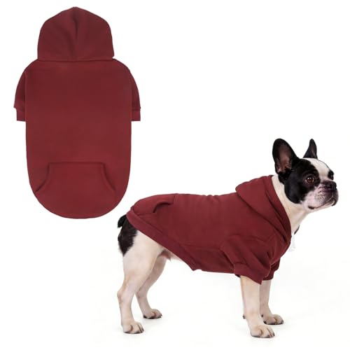 Dog Hoodie for Large Medium Small Dogs (Deep Red / Small/Medium)