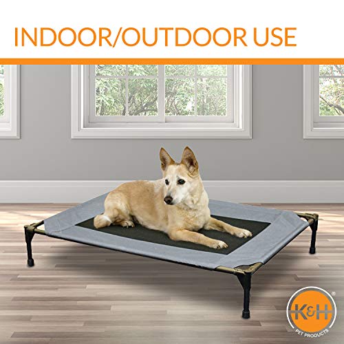 K&H Outdoor Elevated Dog Bed for Small & Medium Pets (Gray/Black Mesh / Medium 32"L x 25"W)
