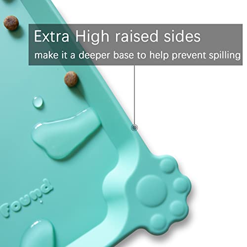 Large Silicone Non Slip Pet Food Mats (24" x 16" / CoolMint)