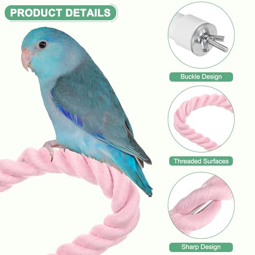 2 Pack Rope Perches for Bird Cages (Pink / 23.6 in)