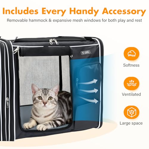 Large Cat Carrier Soft Sided (Foldable Black)