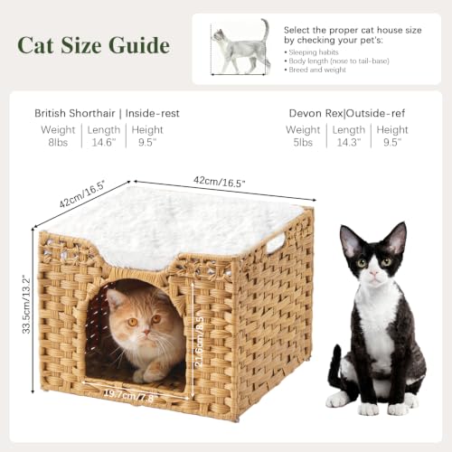 Cat Beds Indoor Kitten House (Natural / Rectangle-M)