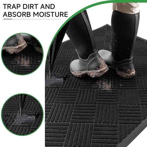 Front Door Mat (2' x 6' (Rectangular) / Black Diamond)