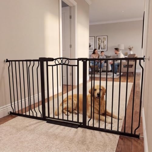 62.5 71.6 Inch Extra Wide Baby Gate Pressure Mounted for Doorways (Black / 62.5"-71.6")