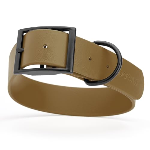Biothane Waterproof Dog Collar Strong Coated Nylon Webbing with Black Hardware Odor (W1.5" x L24"-28" / Coyote Brown)