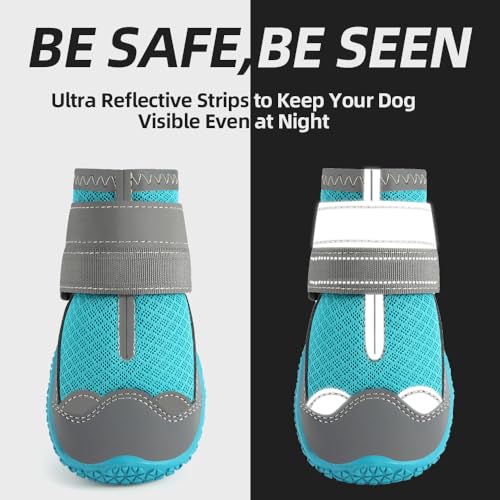 Dog Boots for Large Dogs (Blue / Width 1.57 Inch)