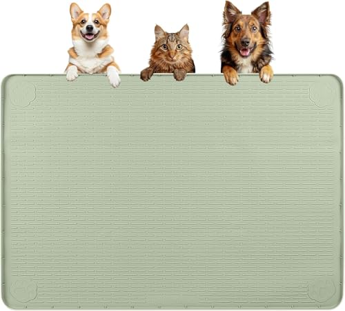 Dog Food Mat 57''x40'' Extra Large Dog Mat for Food and Water (57"L x 40"W / Green)