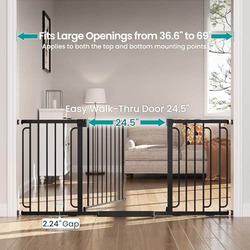 Extra Wide Baby Gate (Black / 36.6"-69" W x 30.5" H)