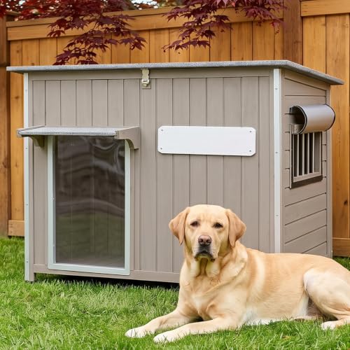 43.3" L XL Outdoor Wooden Dog House for Medium to Large Dogs
