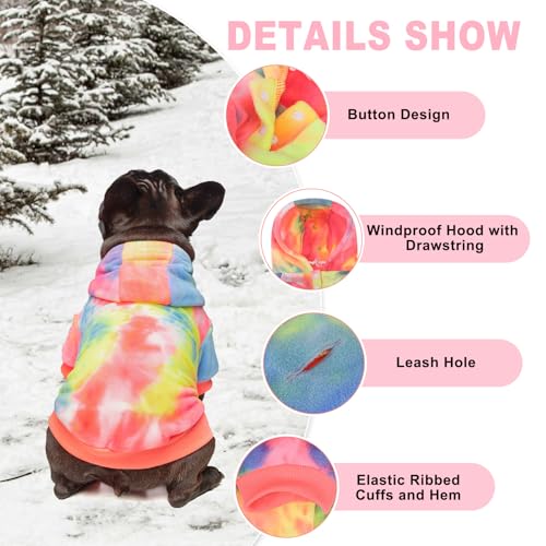 Tie Dye Dog Hoodie Sweaters for Small Medium Size Dogs Girls Boys (Medium / Multi Pink)