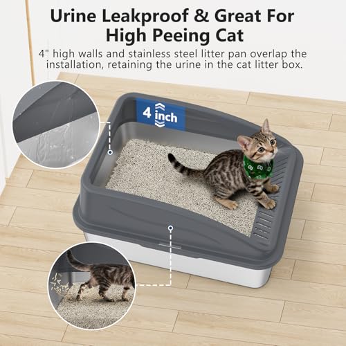 Stainless Steel Litter Box (S / Gray)