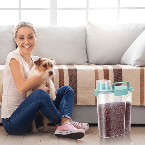 5Lbs 6Qt Airtight Pet Storage Container For Cat Dog Bird Food and Keep Fresh (Pink+Lake Blue / 5L-2pack)