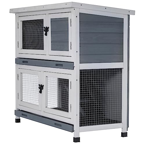 2 Story Solid Wood Rabbit (Grey)