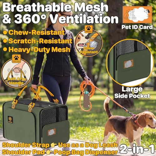 Expandable Large Pet Carrier (24.0"L x 16.0"W x 16.0"H / Forest Green)