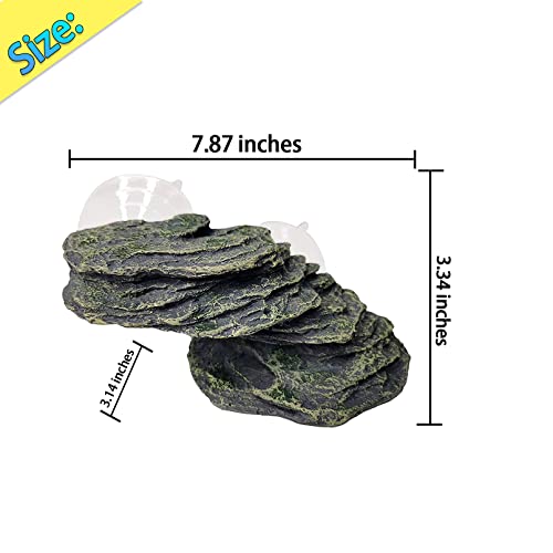Turtle Basking Platform with Suction Cup Tortoise Climbing Rest Terrace Resin Step Decoration Reptile Habitat Rock Decor for Frogs (Slope)