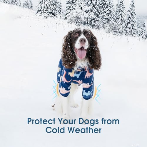 Dog Clothes for Large Dogs Soft Fleece Pullover Pajamas (2XL / BlueDinosaur)
