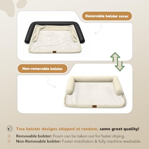 Orthopedic Waterproof Dog Bed with Bolster for Extra Large Size Dogs (48.0"L x 33.0"W x 7.5"Th / Beige)