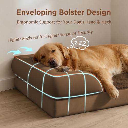 Waterproof Orthopedic Dog Beds for Extra Large Dog (53.0"L x 42.0"W x 8.5"Th / Chocolate Brown)