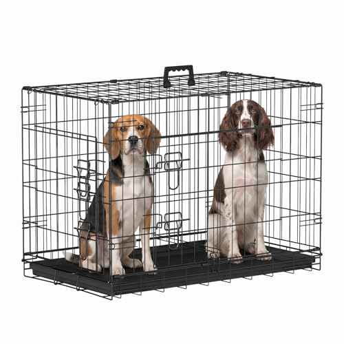 Dog Crate for Medium Dogs 30 Inch Folding Kennel Metal Pet Cage Black (Black / 30.0"L x 17.0"W x 19.0"H)