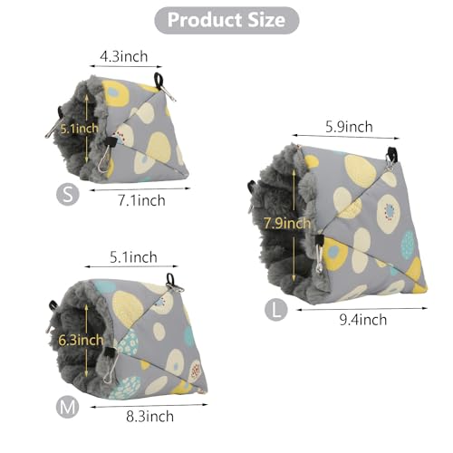 Bird Nest House Winter Warm Hanging Hammock Bird Bed Snuggle Hut for Parakeets Budgies Caique Conures Cockatiels (Large / Grey)